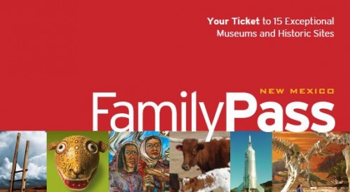 New Mexico Family Pass logo featuring images from the collections of New Mexico museums and historical sites