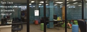 Teen cave - hang out, play games, do homework. Ages 12 to 19
