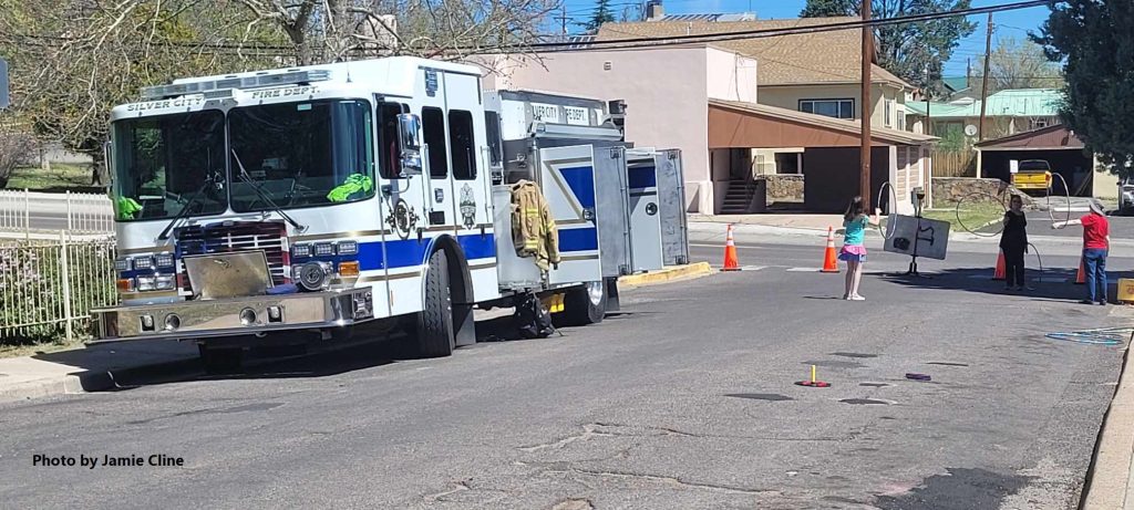 Fire truck and bubble making on street, Love Your Library Day 2024
